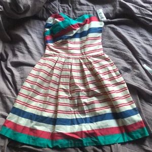 Multi colored stripped mini skater dress